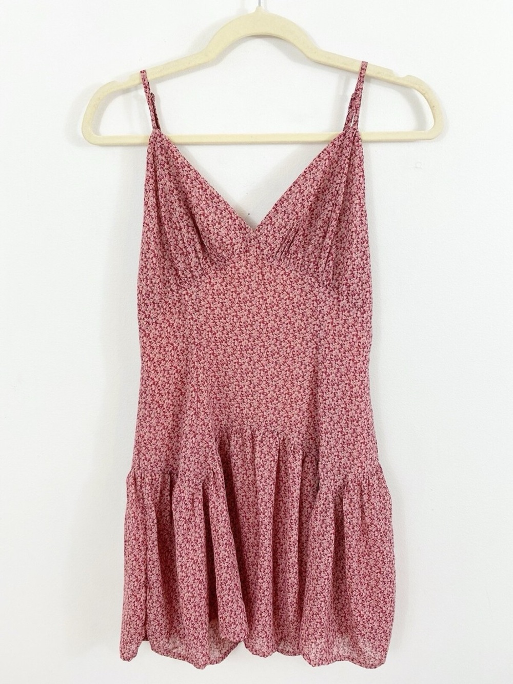 Storia Rose-Pink Floral Spaghetti Strap Mini Dress